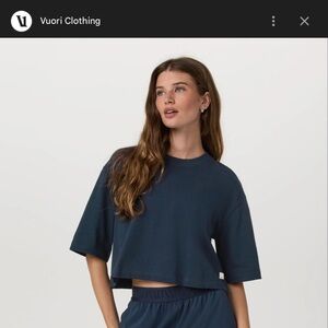 Vuori Cropped Heavyweight Tee - Deep Navy